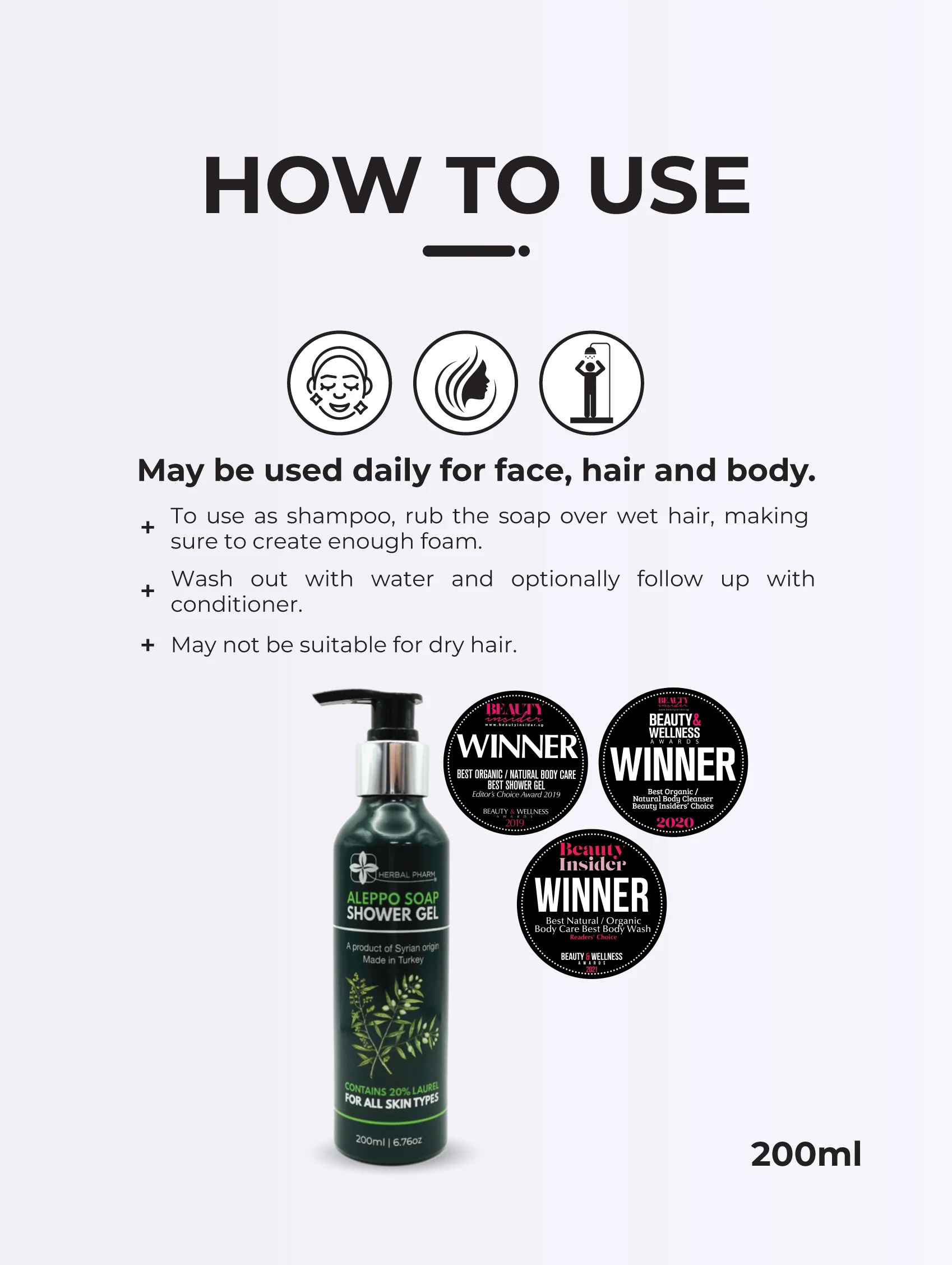 Aleppo Soap Shower Gel, 200ml - Image 6