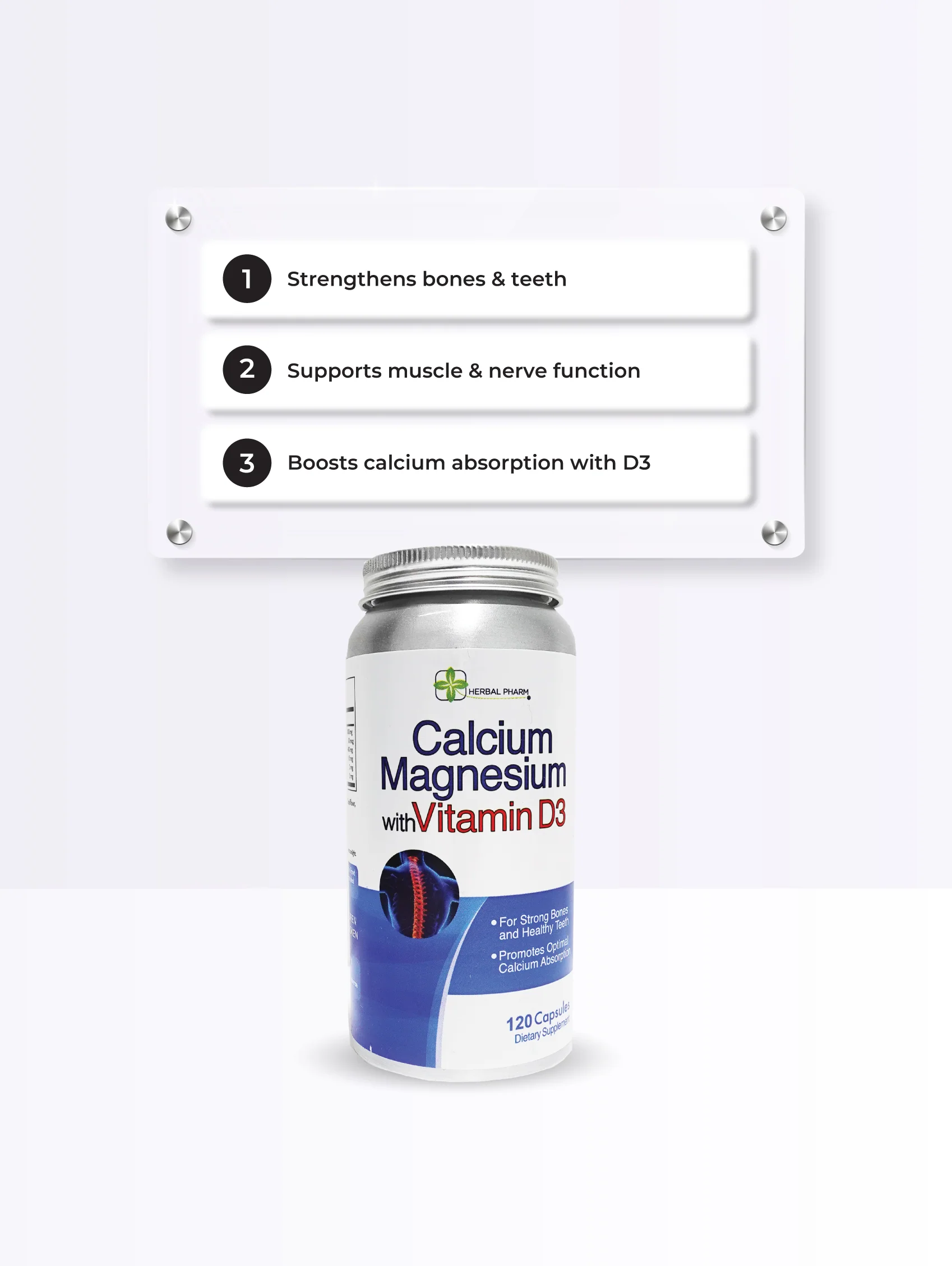 Calcium Magnesium with Vitamin D3, 120 Capsules - Image 5
