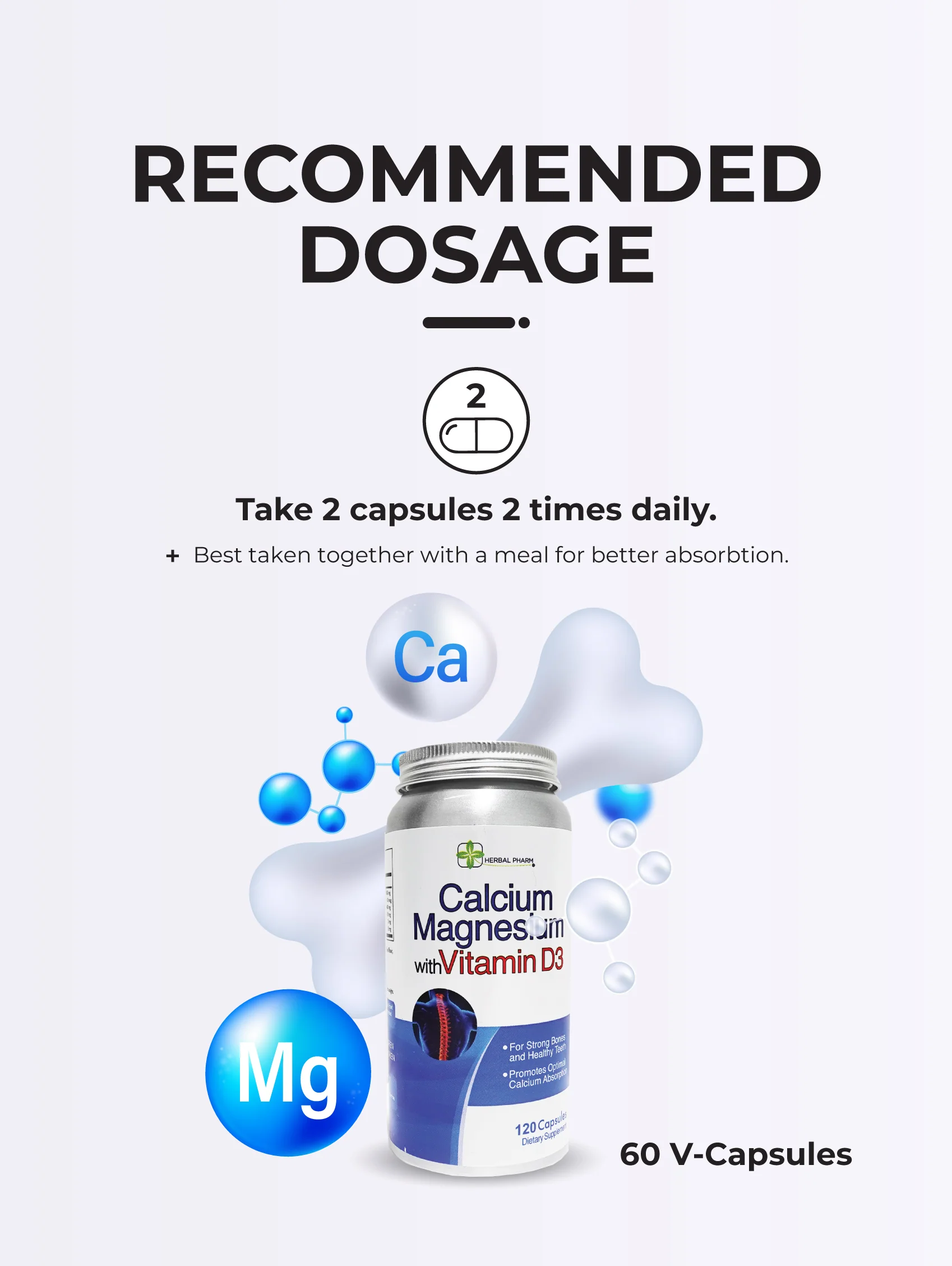 Calcium Magnesium with Vitamin D3, 120 Capsules - Image 6