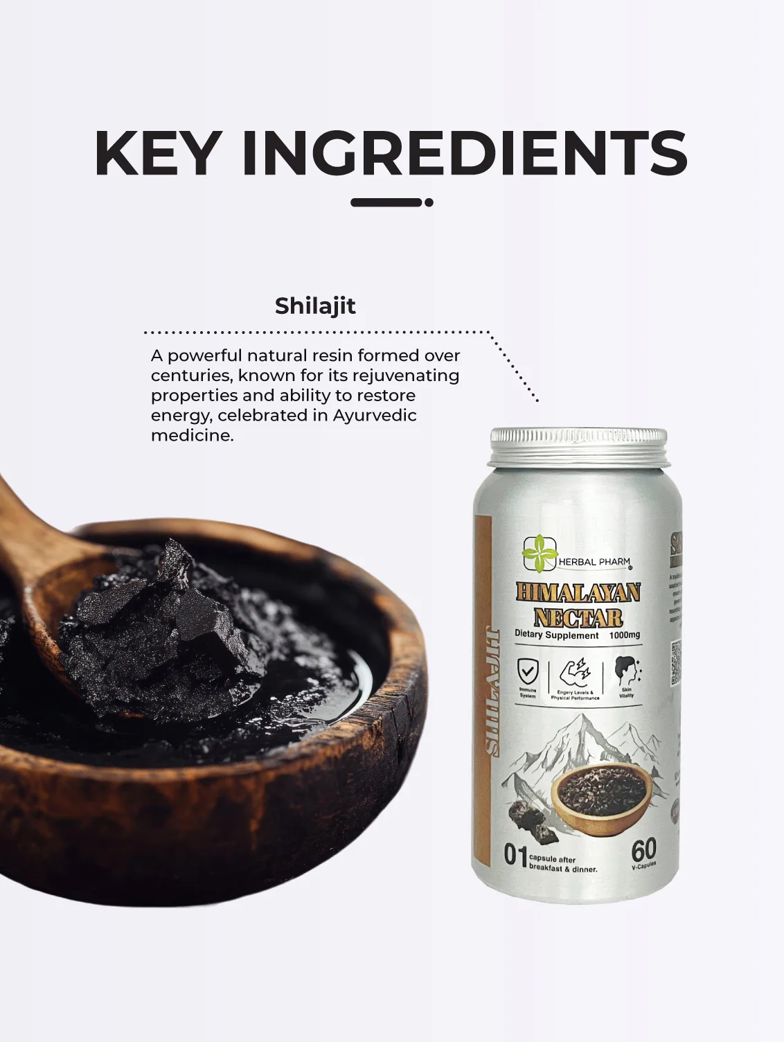 Shilajit Himalayan Nectar, 60 V-Capsules - Image 6